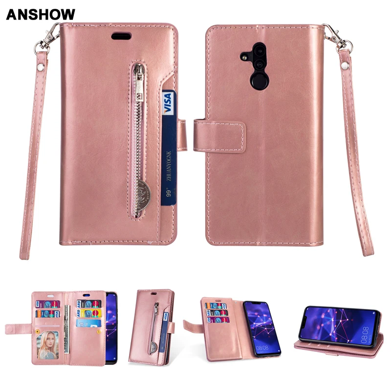 

Multifunction Zipper PU Leather Case For Huawei Mate 20 Lite Galaxy J4 J6 J8 A6 Plus 2018 Photo ID 9Card Slot Money 1PCS