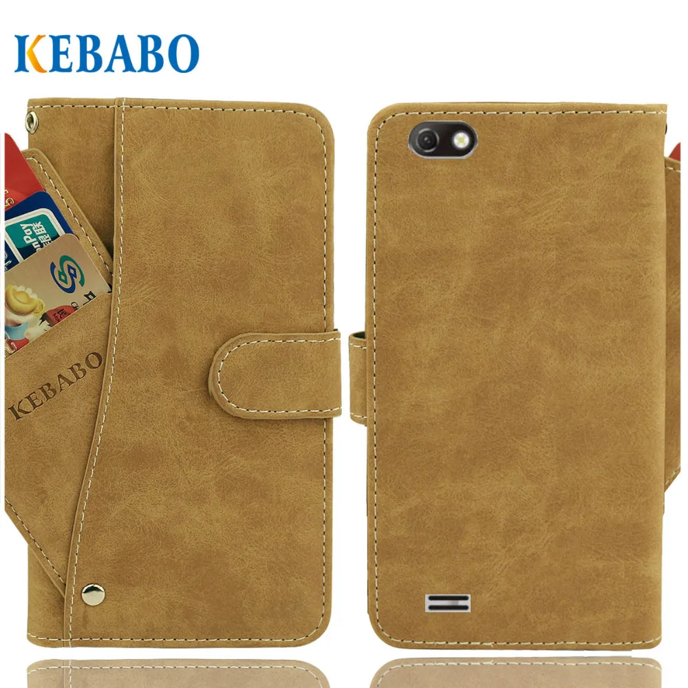 

Vintage Leather Wallet Irbis SP517 Case 5" Flip Luxury 3 Front Card Slots Cover Magnet Stand Phone Protective Bags