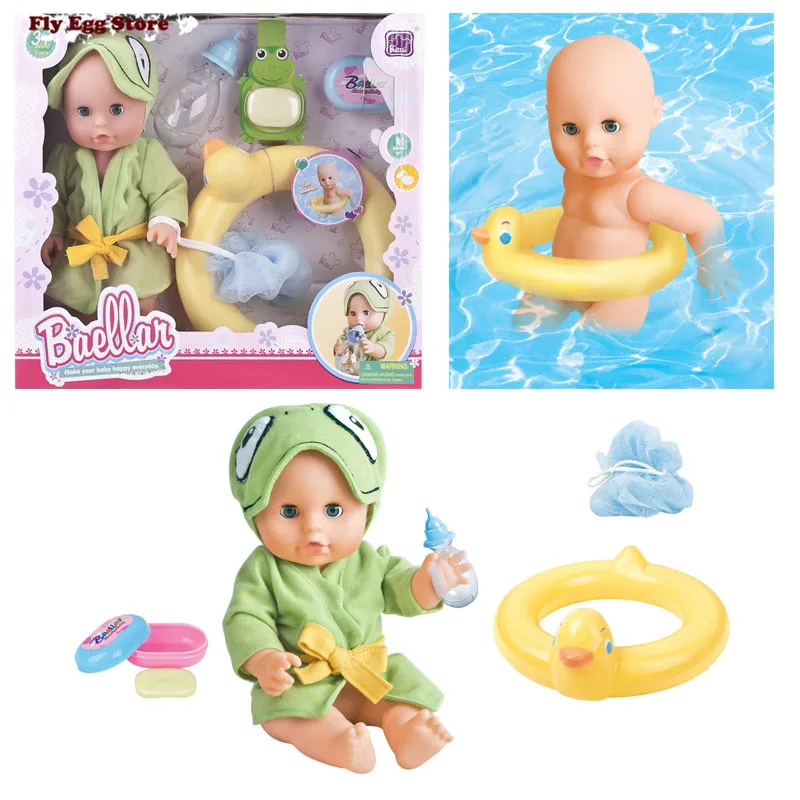 Hot Swimming reborn baby doll with milk Bottle Swimming ring soap bath ball,Bowl Bathrobe
