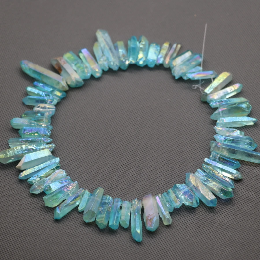 Aqua Crystal Titanium AB Healing Crystal Quartz Beads Top Drilled Point Pendant, Rock Quartz Crystal Women Fine Jewelry Making