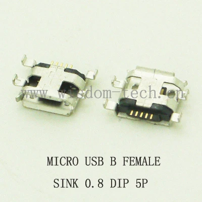 

10pcs/lot 5Pin Micro USB 5pin DIP Female connector for mobile phone Mini USB jack PCB charging socket