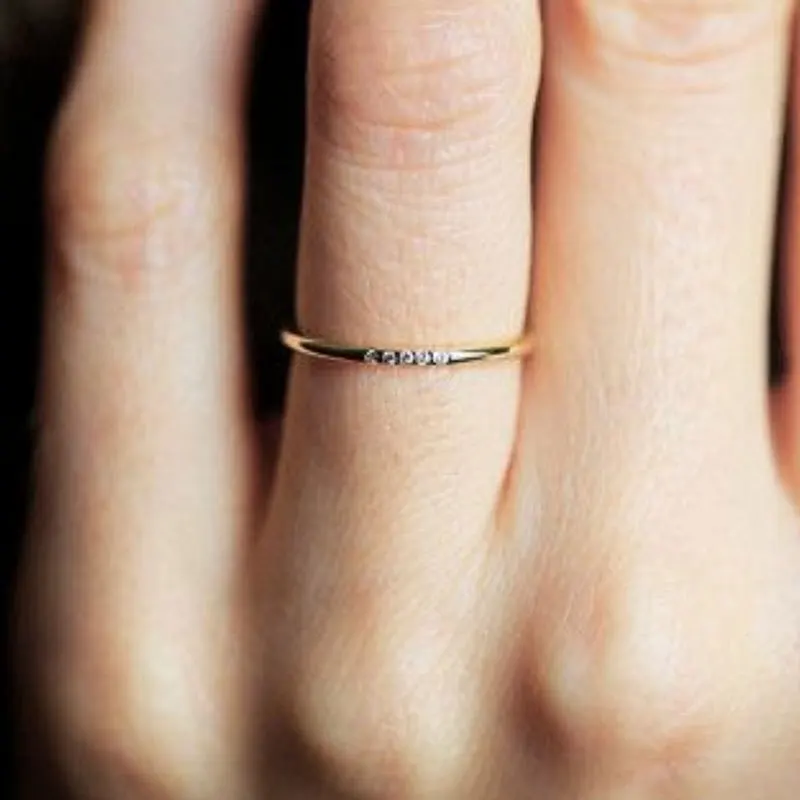 

Simple 5 Crystal Silver Gold Engagement Band Ring Simple Causal Wedding Rings Bijouterie For Women Lover's Fashion Jewelry
