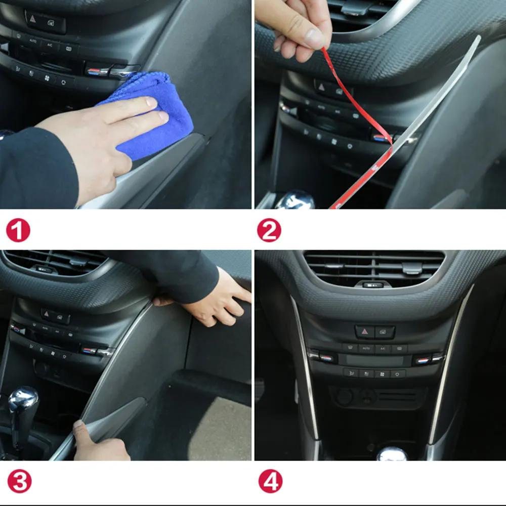 Color My Life Car Central Control Air Condition Side Decoration Bright Strips Fit for Peugeot 2008- Car Accessories