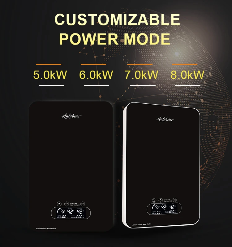 220 v 240 v LED affichage intelligence induction chauffe eau électrique chaude pour douche