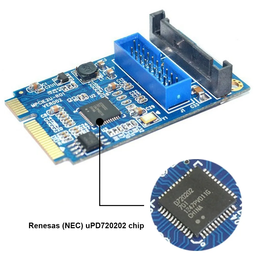 Материнская плата En-Labs Mini PCI Express to Dual USB 3,0 20-pin Add On Card Add On, Mini PCIe PCI-e to 2 ports USB 3,0 w/SATA power