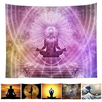 

Polyester Fabric Printed Tapestry Zen Meditation Wall Hanging Tapestry Home Decor Bedroom Tapestry Beach Towel Yoga Mat