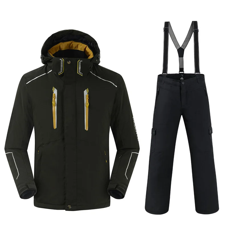 NewSki костюм Для мужчин зимние Куртка из искусственной кожи PU высокого качества Комплекты для сноубординга черный Цвет дополнительно лыжные комплекты для мальчиков