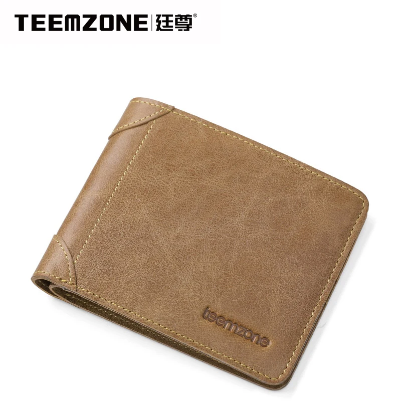 

Man Wallet Brand Teemzone Men Genuine Leather Wallets Men's Cowhide Purse Credit Card Holder Mens Short Wallet Free Shipping