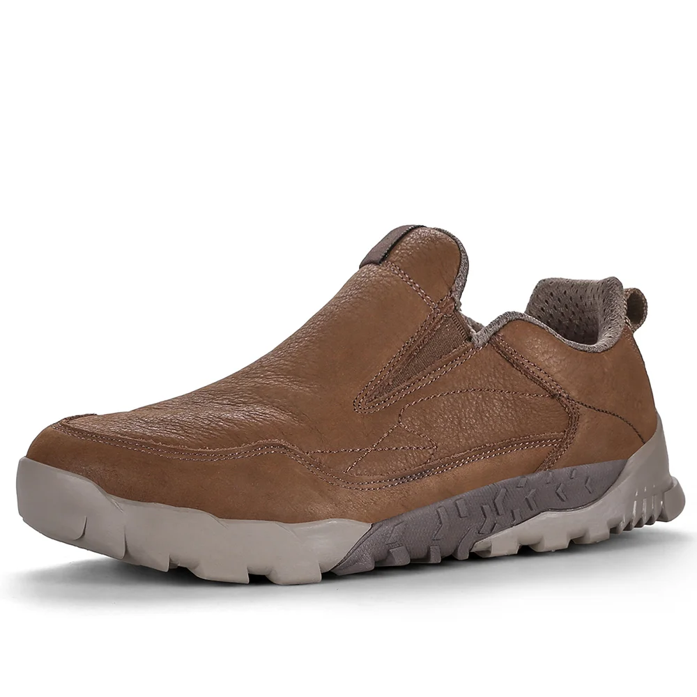 HUMTTO прогулочная обувь для мужчин Уличная эластичная износостойкая обувь для альпинизма кожаная спортивная обувь слипоны кроссовки - Цвет: Khaki