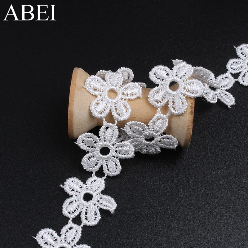 

5yards/lot 23mm white flower lace appliques embroidery soluble lace ribbon for diy necklace jewelry garments Accessories