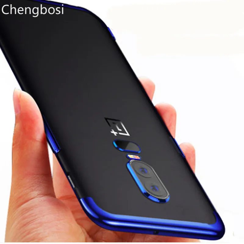 

Transparent Plating Laser All-inclusive Phone Case Cover for Oneplus 6 6t Soft Tpu Dirt-resistant Anti-knock Plain Luxury Case