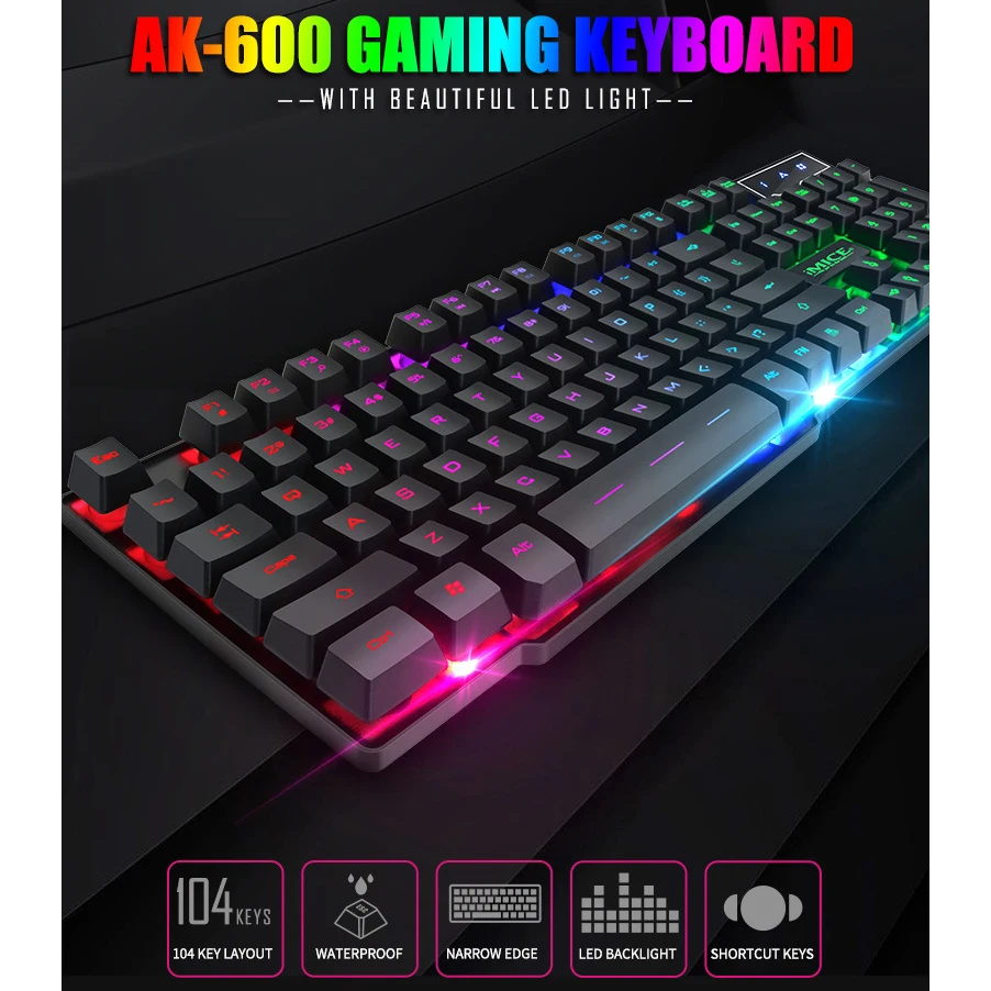 IMice игровая механическая клавиатура с подсветкой и RGB Gamer для компьютера ПК