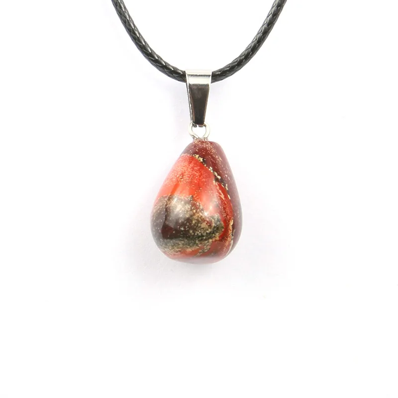Натуральный камень кулон Стразы-нашивки кристалл агат ожерелье хорошее качество ожерелье - Окраска металла: Rainbow Stone