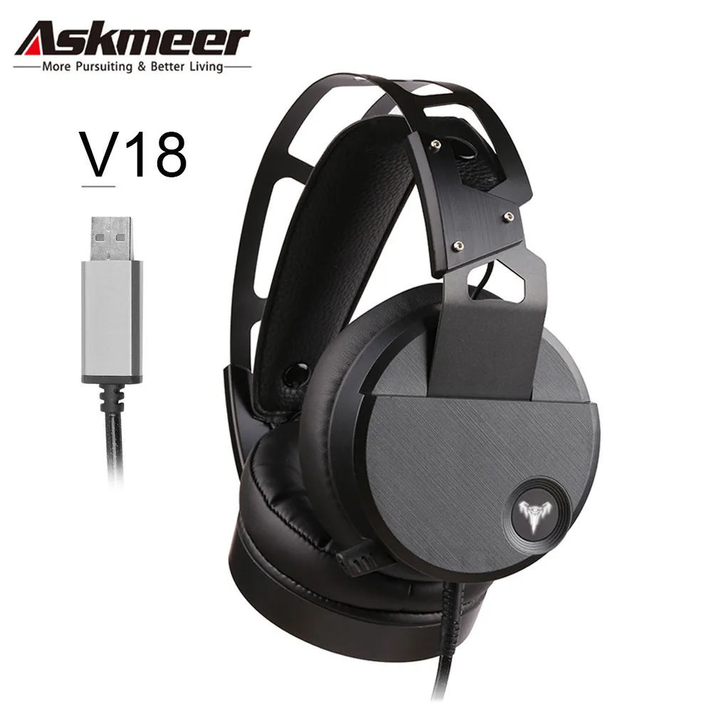 Askmeer USB Gaming Headset casque Best Stereo Super Big Earmuffs Game Headphones with Mic Microphone Led Light for PC Gamer (1)