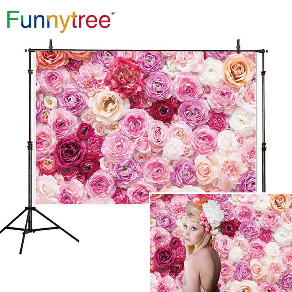 Фоны для фотосъемки Funnytree синие белые розовые 3D цветы розы фотосессия свадебные