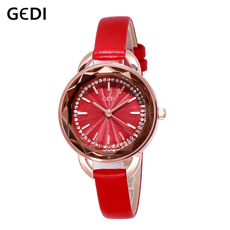 

GEDI 2019 Leather Watch for Women Starry Womens Wristwatch Brand Fashion Ladies Luxury Clock Female Woman Watch reloj mujer