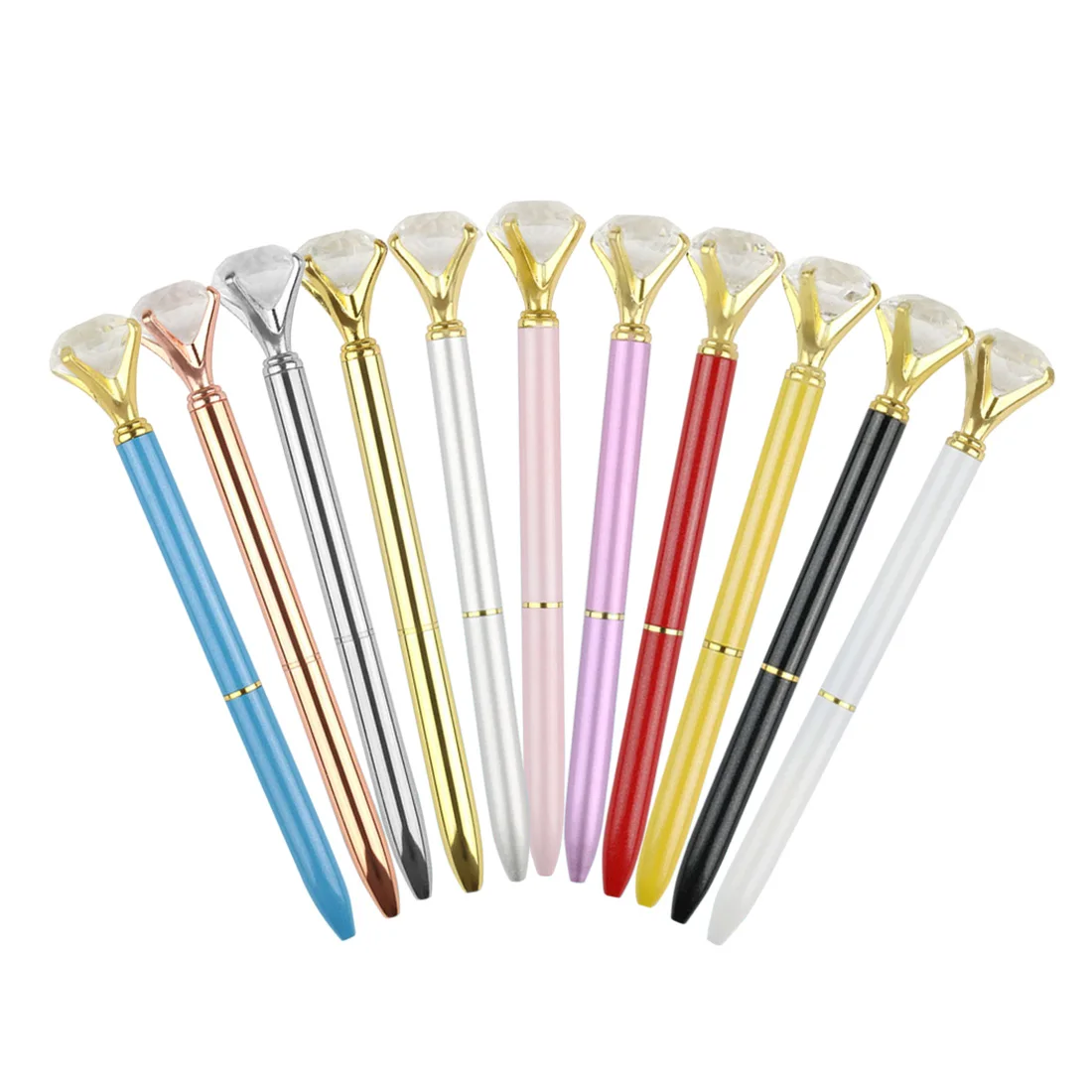 

Kawaii Ballpoint Pen Big Gem Metal Ball Pen Creative Multi-color Rotating Magical Pen With Large Diamond Fashion School Supplies
