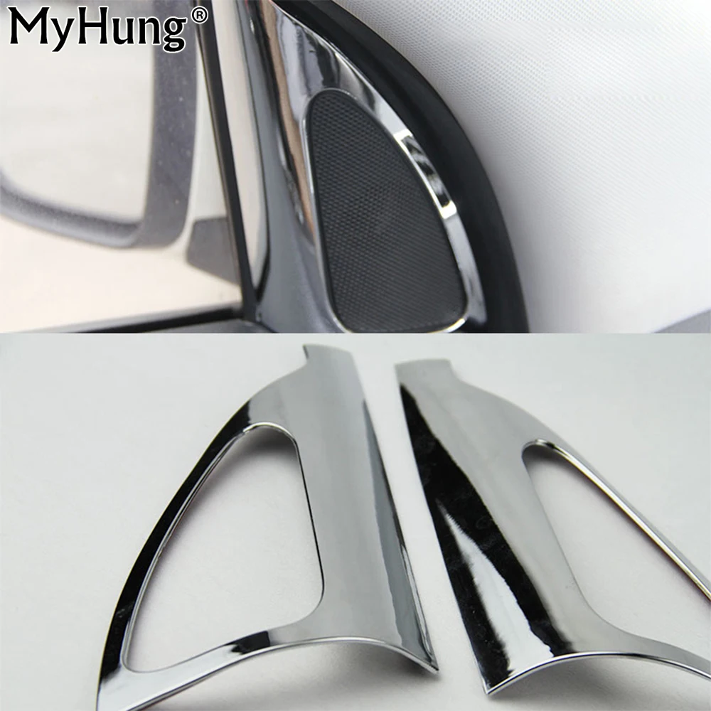 For HYUNDAI Ix35 Interior Refit Pillar Triangle Circle Decorative Frame Exterior Interior ABS Chrome Trim Sticker 2pcs Per Set