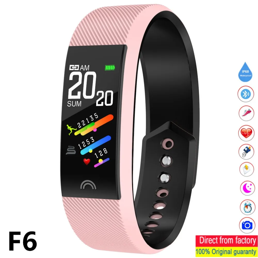 

F6 smart bracelet IP68 waterproof heart rate blood pressure monitoring fitness tracker fitness Band pedometer Smartband pk ID115