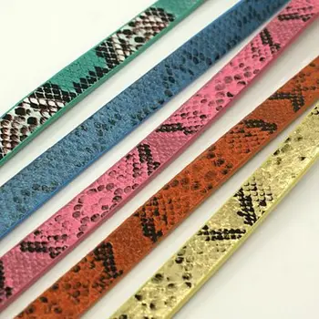 

10 Strands PU Leather Cord Imitation Snake Skin Cords for jewelry making DIY necklace bracelet 10x2mm; about 1.2m/strand F60
