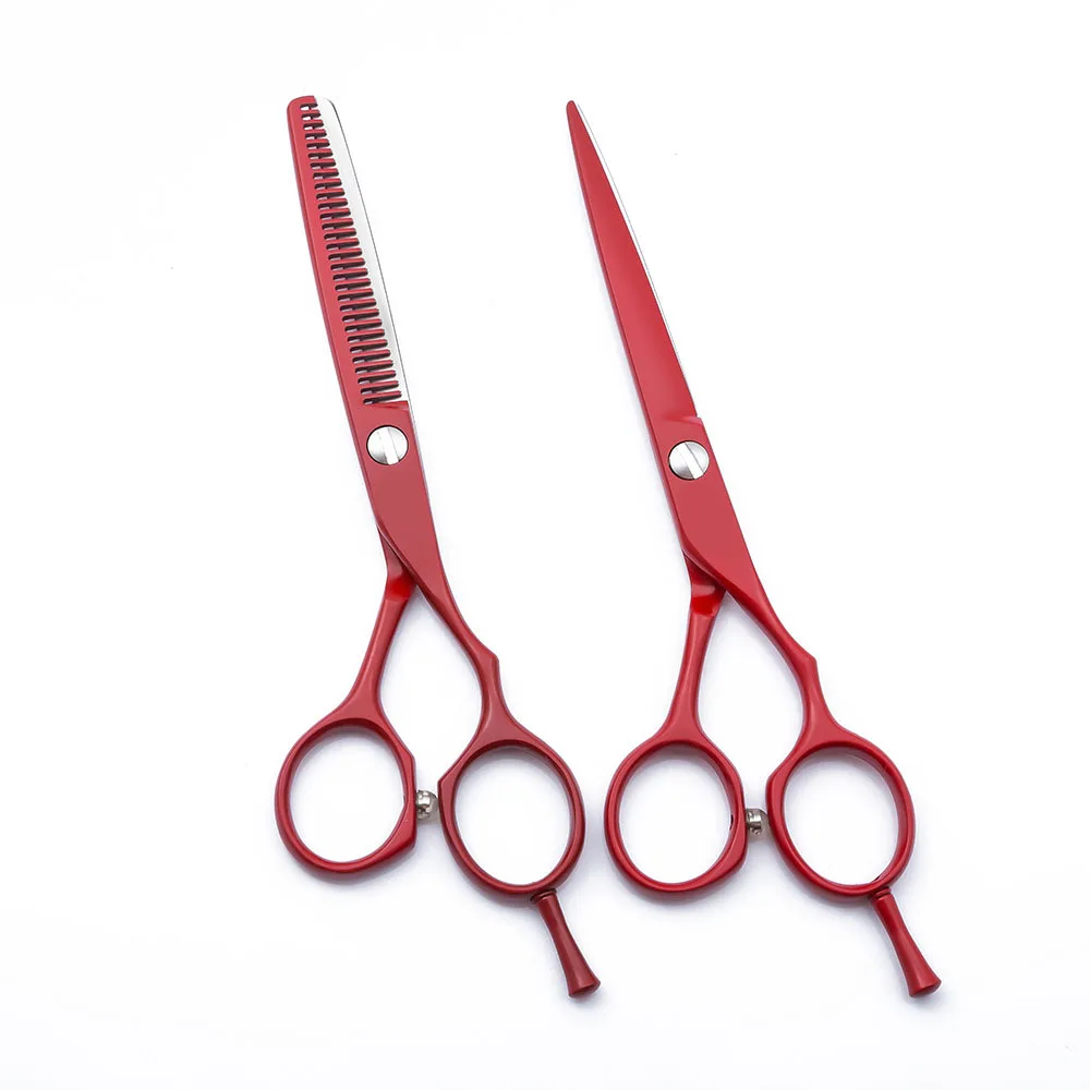 New 440C Japan Professionals red scissors 6 Inch Thinning and Cutting