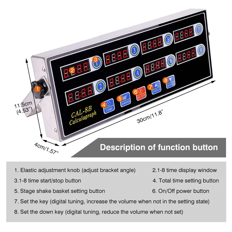 CAL-8B Portable 8 Channel Digital LCD Digital Screen Kitchen Timer Cooking Timing Alarm Clock machine Stopwatch Shaking Reminder (10)