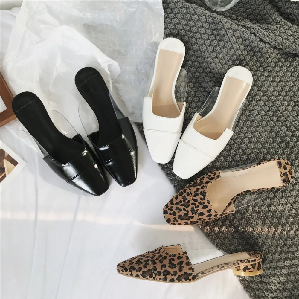 leopard mules flat