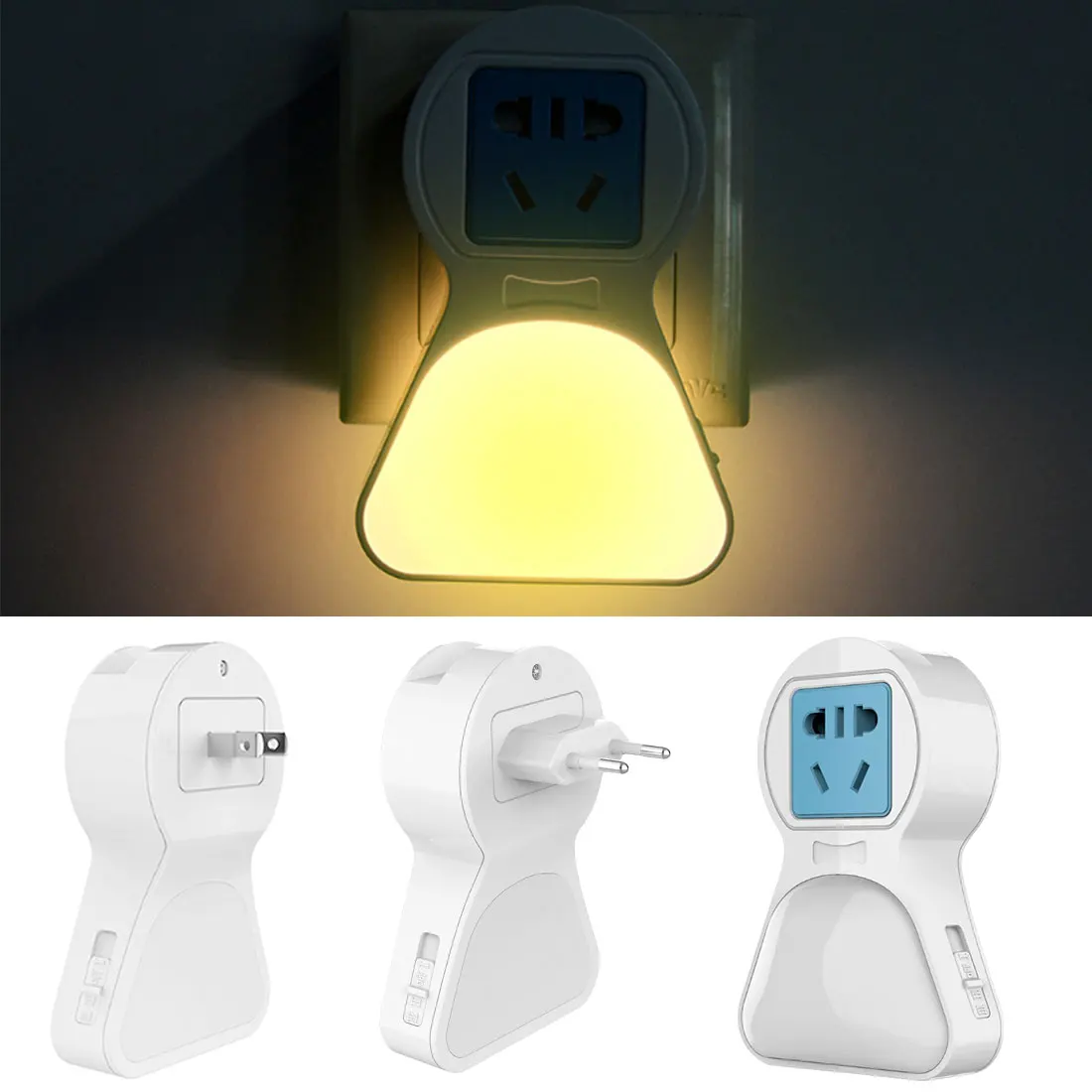 Светодиодный ночник с датчиком света с настенная розетка свет детская спальня прикроватная светодиодная лампочка прожектор