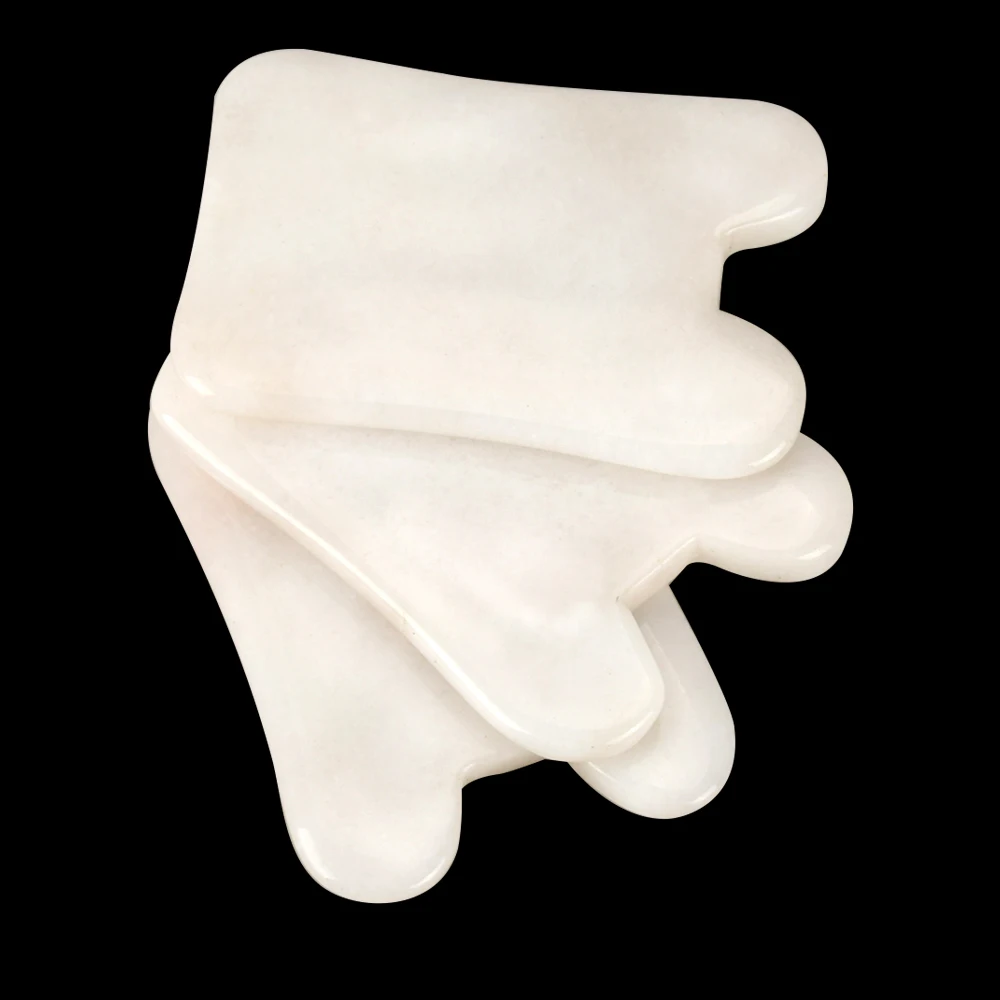 Natural White Jade Guasha Board Massager Tool Crystal Energy Stone Traditional Scraper Mat for Body Back Neck Health Massage