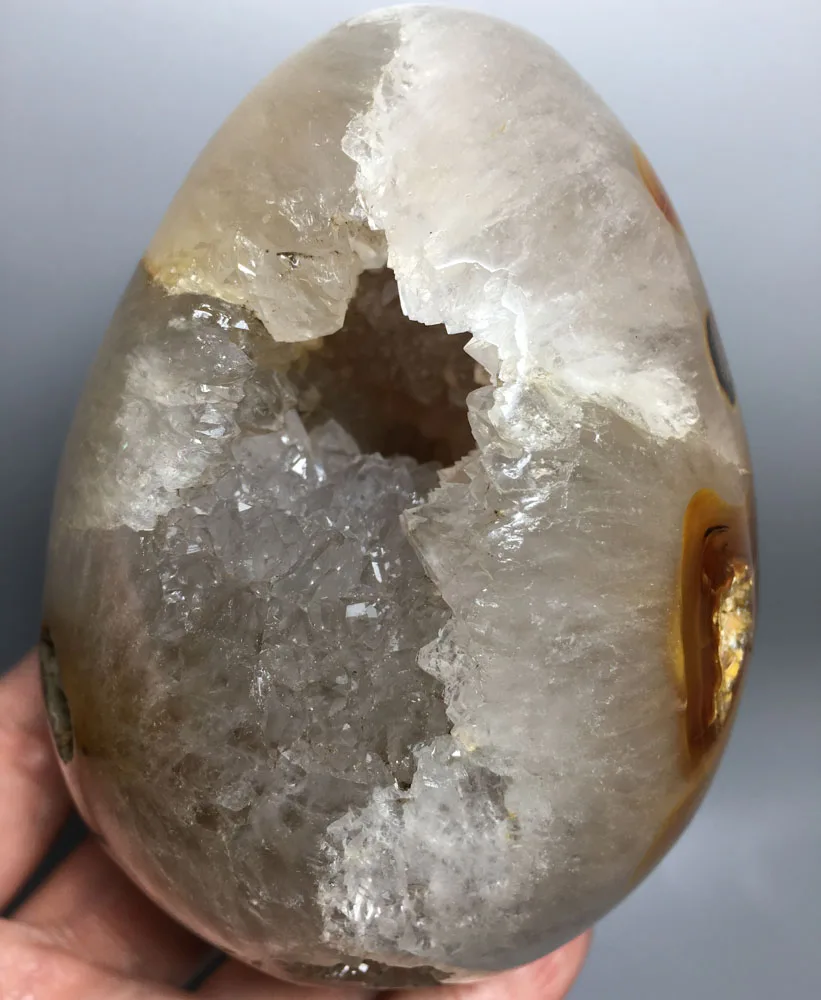 

750g hot sale natural Agate egg crystal Geode stone crysal healing islamic gifts