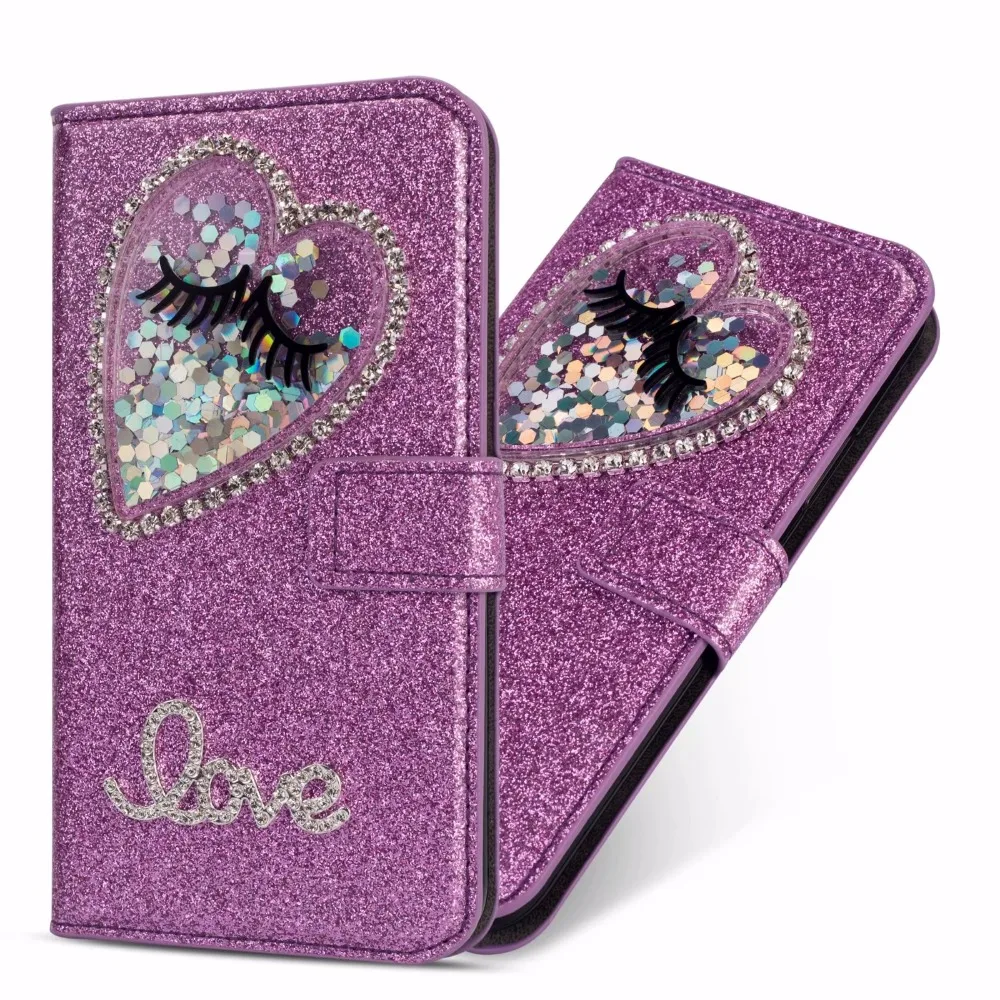 

XINGDUO bling Jewelled diamond case for iphoneX XS XR 6 7 8 6s Plus PU Leather flip cute love Glitter Quicksand Wallet Case