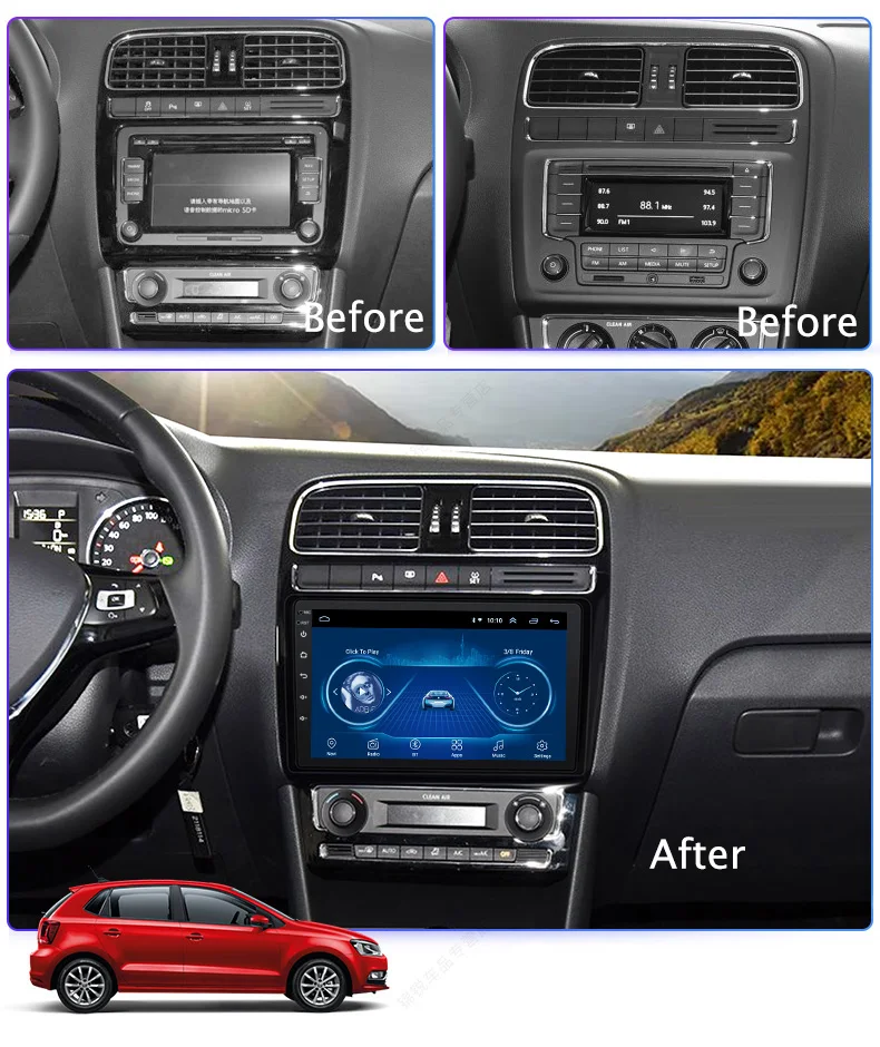 Discount Super Slim Touch Screen Android 8.1 radio GPS Navigation for POLO 2011-2018 headunit tablets Stereo Multimedia Bluetooth 2