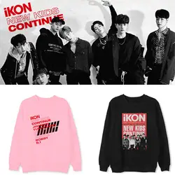 Kpop альбом Ikon новые дети продолжают же пункт круглый средства ухода за кожей Шеи Толстовка для мужчин и женщин студентов дна shir