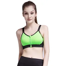 Новейший Женский на молнии Проницаемый спортивный бюстгальтер без косточек Йога Бюстгальтеры майка Shakeproof пуш-ап зеленый S