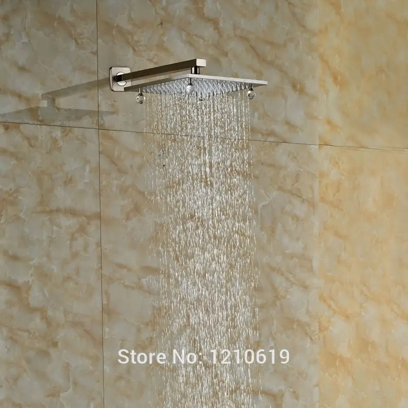 Newly Solid Brass Bathroom 8" Top Shower Sprayer Nickel Brushed Crystal