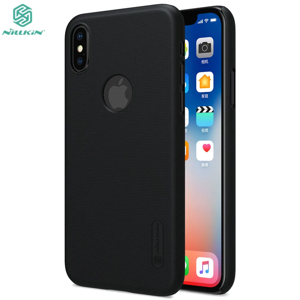 

SFor Apple iphone X case NILLKIN Super Frosted Shield matte back cover iphone X case with free screen protector LOGO Cutout