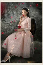 women dress summer dress Spring new women lace dress retro small collar dress free shipping