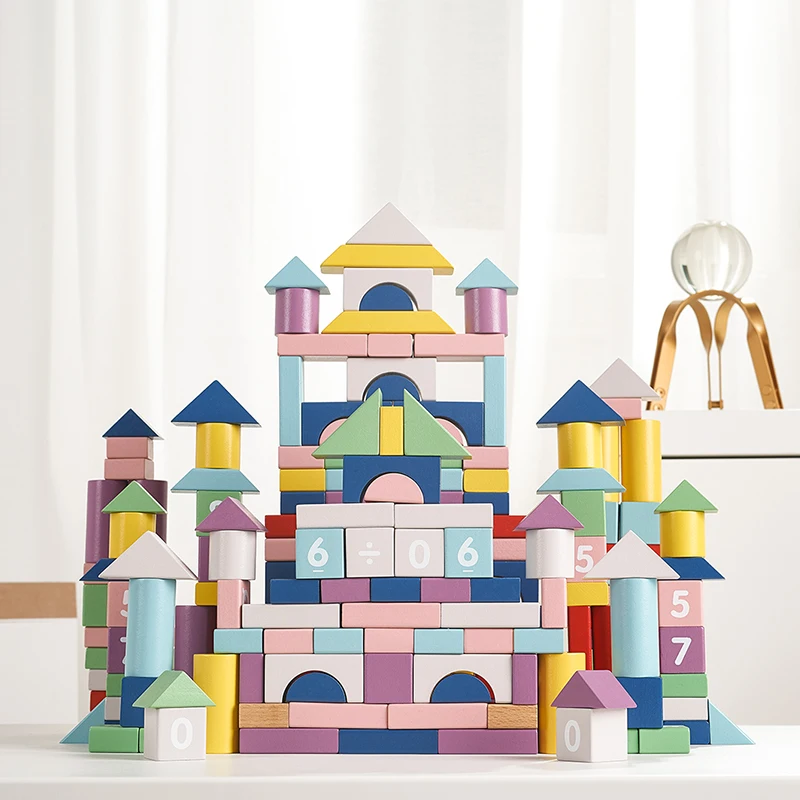 

Babycare 101pcs Building Block Wooden Toy Colorful Safe Geometric House Park Baby Toy Multifunction Building Block Wooden Toys