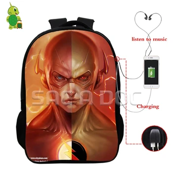 

Flash Reverse Split Backpack Comic Hero Multifunction USB Charge Headphone Jack School Bags for Teenagers Daily Travel Backpack