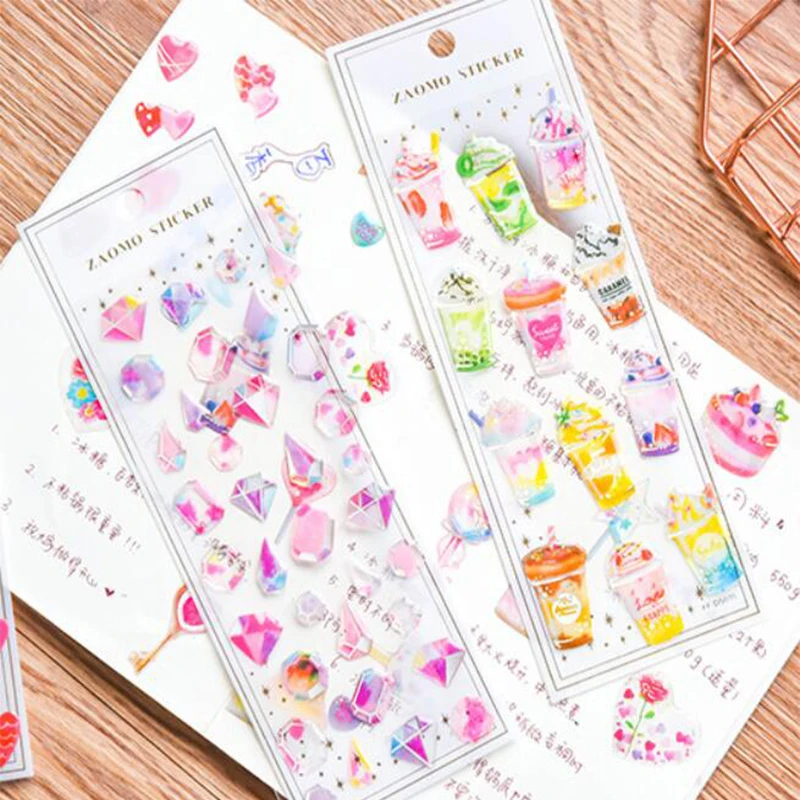 

Transparent Crystal diamond Decorative Sticker Cute Cat DIY Diary Album Scrapbooking Label Stickers Stationery school supplies