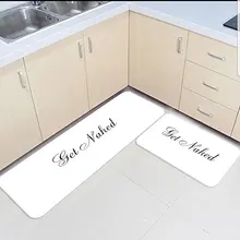 2 шт. кухонные подстилки и коврики набор черно-белый Забавный получить голый домашний декор Нескользящая область бегун входной коврик