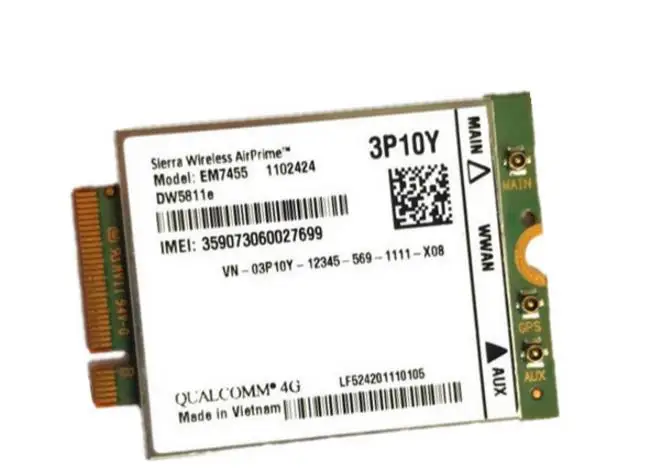 DW5811e Sierra EM7455 3P10Y Gobi6000 X7 FDD TDD LTE 4G модуль WWAN сетевая карта для Dell E7470 E7270 E5570 E5470 антенна
