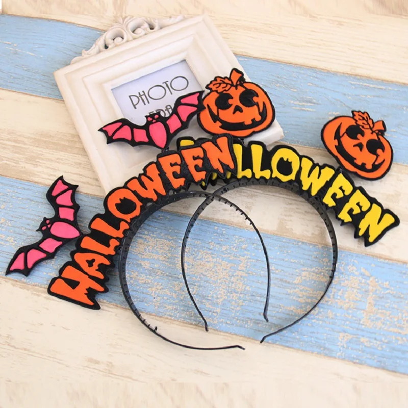 

Pumpkin Halloween decoration headwear Skeletons Bats wings Spider party Hair Bands Hoop Hats Kids Headdress Girl Gift Hot Sale