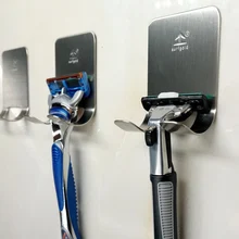 Многоцелевой держатель для бритвы из нержавеющей стали, клейкая бритва двойной крючок липкая настенная Вешалка Подставка для домашнего использования в путешествиях