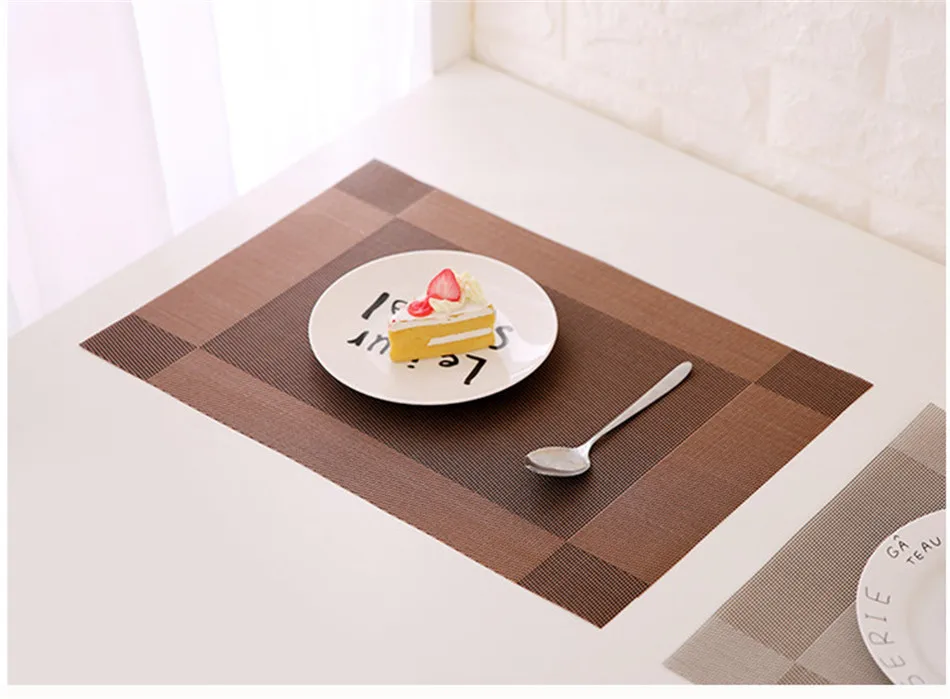 Plastic PVC Dining Table Mat Heat Insulation Non-Slip Simple Placemats Disc Pads Bowl Tableware Pad Coaster Kitchen Accessories (4)