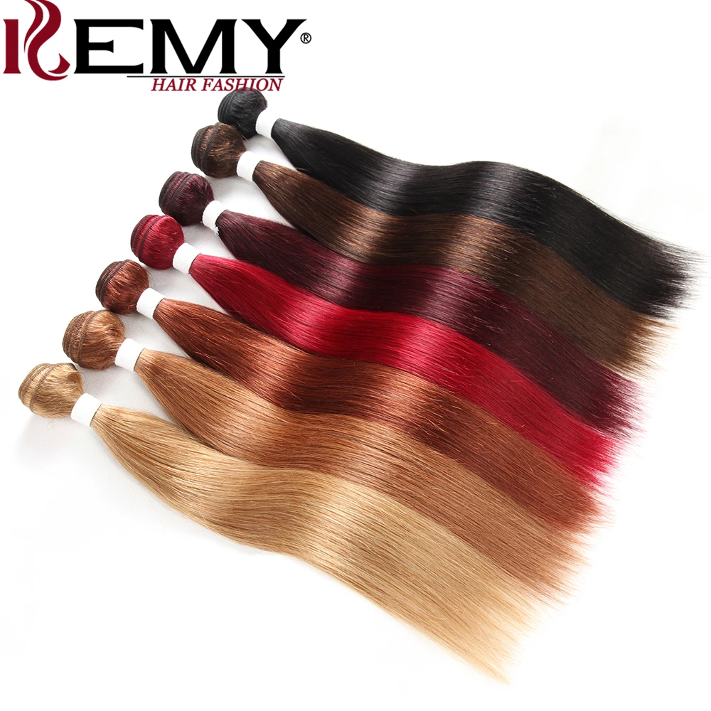 Черный коричневый Натуральные Рыжие волосы Weave Связки kemy hair 8-26 дюймов бразильские Прямые не Реми волосы расширение можно купить 2 или 3