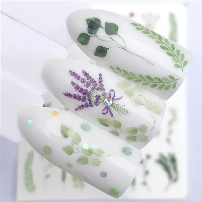WUF клен/перо/Цветок Наклейка для водяного переноса изображения на ноготь наклейки Красота украшения Дизайн DIY Цвет татуировки наконечник - Цвет: YZW-3101