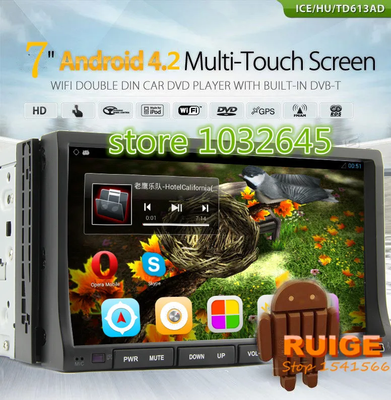 Pure Android 4.2 Universal GPS Car DVD Player BT/S...