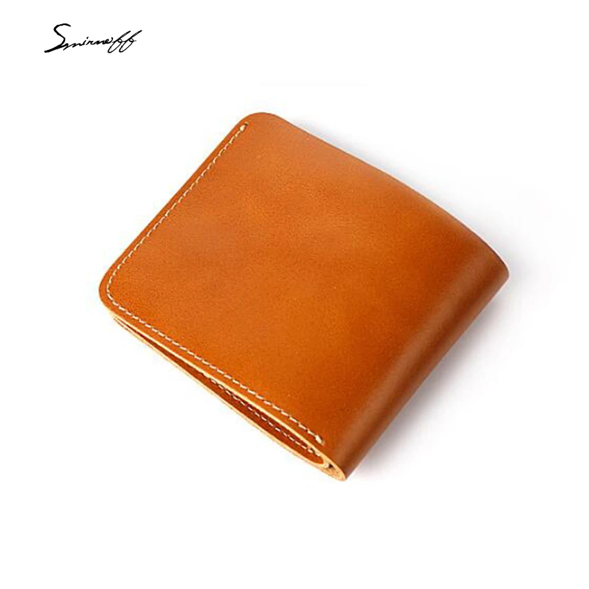 

High Quality Genuine leather Purse Men Handmade 4 Credit Card Holders Short Wallet Simple Style Custom Name women Wallet Gifts