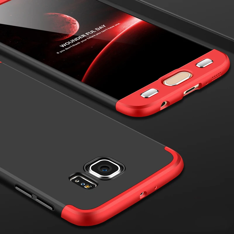 Luxury 360 Full Cover Matte Case For Samsung Galaxy S6 Edge S6edge 3 in 1 Plastic Capa for Coque |